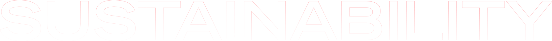 The word "SUSTAINABILITY" in large, thin, uppercase letters with a faint pink outline on a light gray background