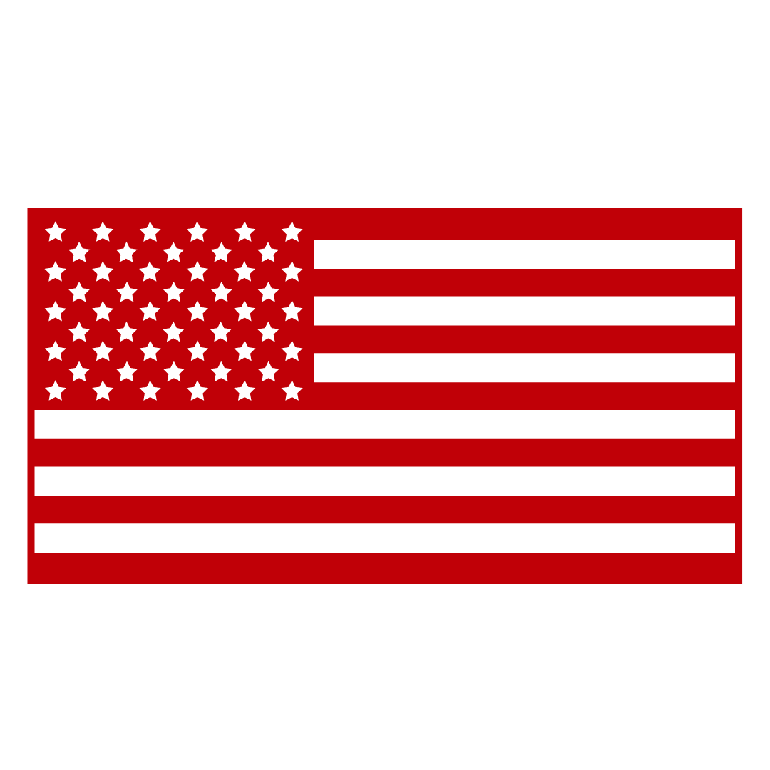 Stylized red and black illustration of the United States flag, featuring black stars and alternating red and black stripes