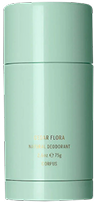Light green cylindrical stick of Corpus Cedar Flora natural deodorant with minimal gold text