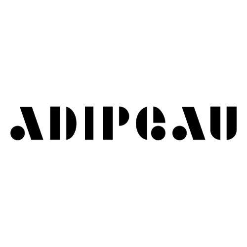 Black stylized logo of the word "ADIPGAU" in a modern, geometric font on a white background